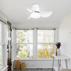 Tracy II 22 in. Integrated LED Indoor White Small Low Profile Ceiling Fan with Light and Remote Control Included