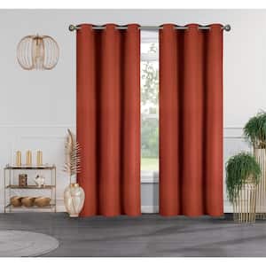 Rust Solid Polyester Thermal 76 in. W x 84 in. L Grommet Blackout Curtain Panel