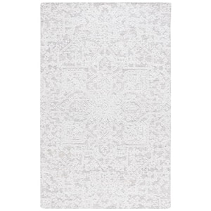 Ebony Ivory/Silver Doormat 3 ft. x 5 ft. Floral Area Rug