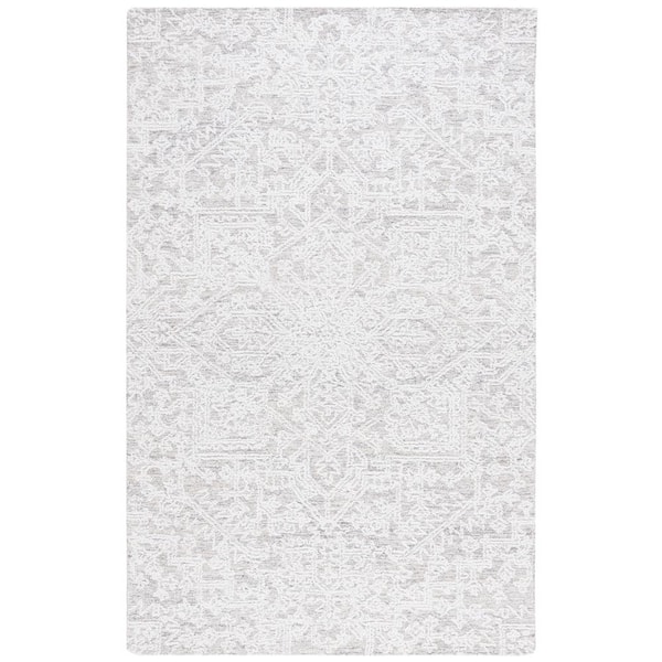 Ebony Ivory/Silver 4 ft. x 6 ft. Floral Area Rug