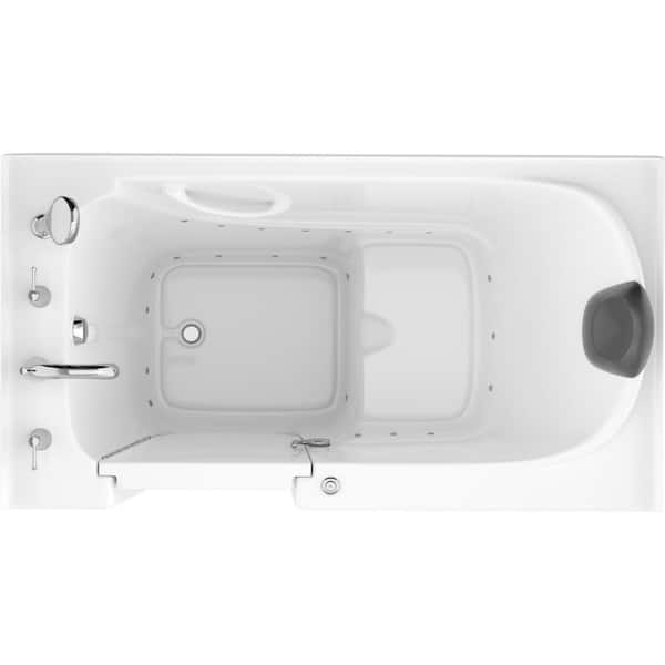 Safe Premier Series 32 in. L x 60 in. W Left Side Drain Air Jetted Bathtub in White with Fast Filling Faucet Set
