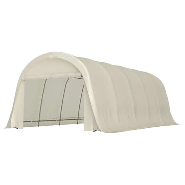 12 ft. x 23 ft. Beige Portable Garage, Heavy Duty Carport Canopy for Car, Garden Tools