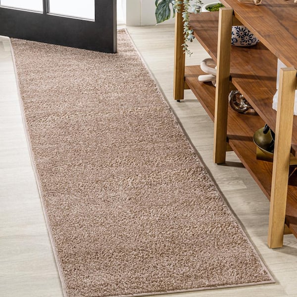 Haze Solid Low-Pile Beige 2 ft. x 16 ft. Runner Rug