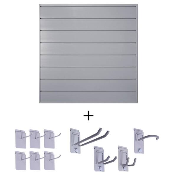 CROWNWALL 6 in. Starter Bundle 48 in. H x 48 in. W PVC Slat Wall Panel