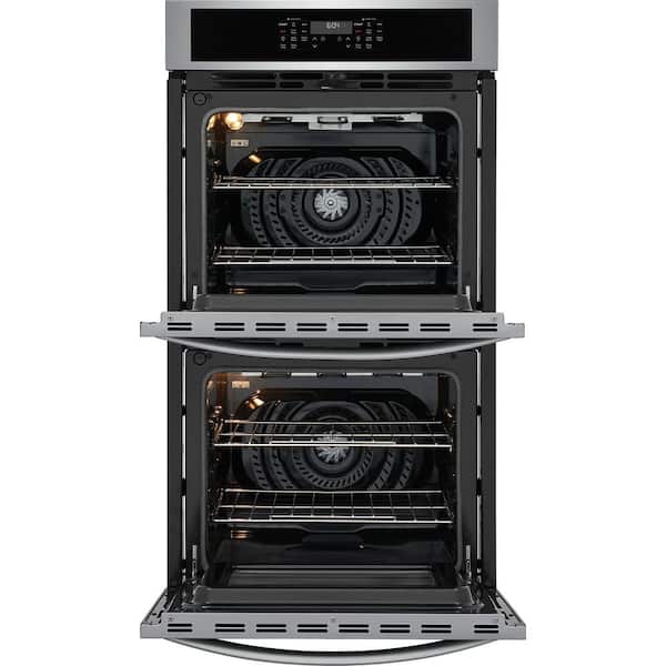 27 in. Double Electric Wall Oven with Convection 30-min Steam-Cleaning in Stainless Steel