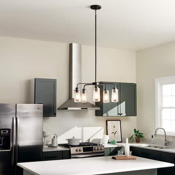 Braelyn 25 in. 5-Light Olde Bronze Vintage Industrial Shaded Chandelier for Dining Room