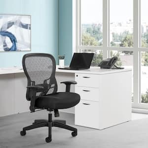 Deluxe R2 SpaceGrid with Mesh Seat Adjustable Height, Ergonomic Executive Chair in Black with Adjustable Arms