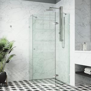 Verona 38 in. L x 38 in. W x 73 in. H Frameless Pivot Neo-angle Shower Enclosure in Chrome with 3/8 in. Clear Glass
