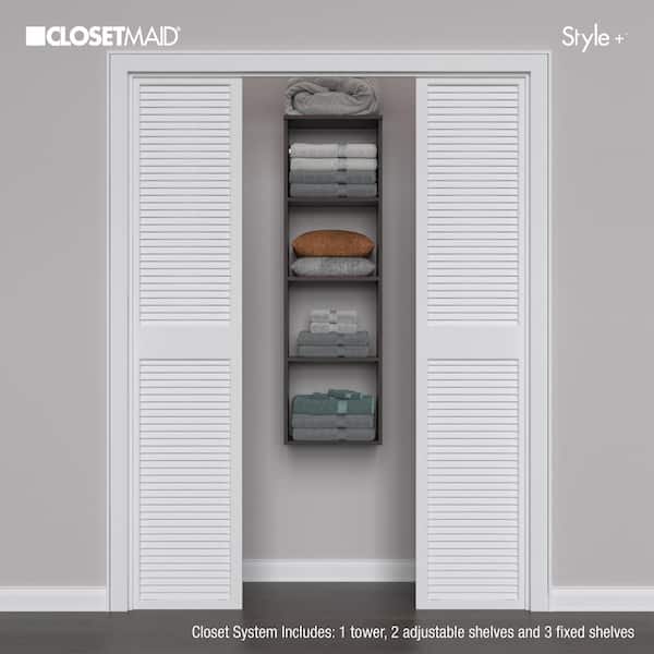 Style+ 17 in. W Modern Walnut Hanging Wood Closet Tower