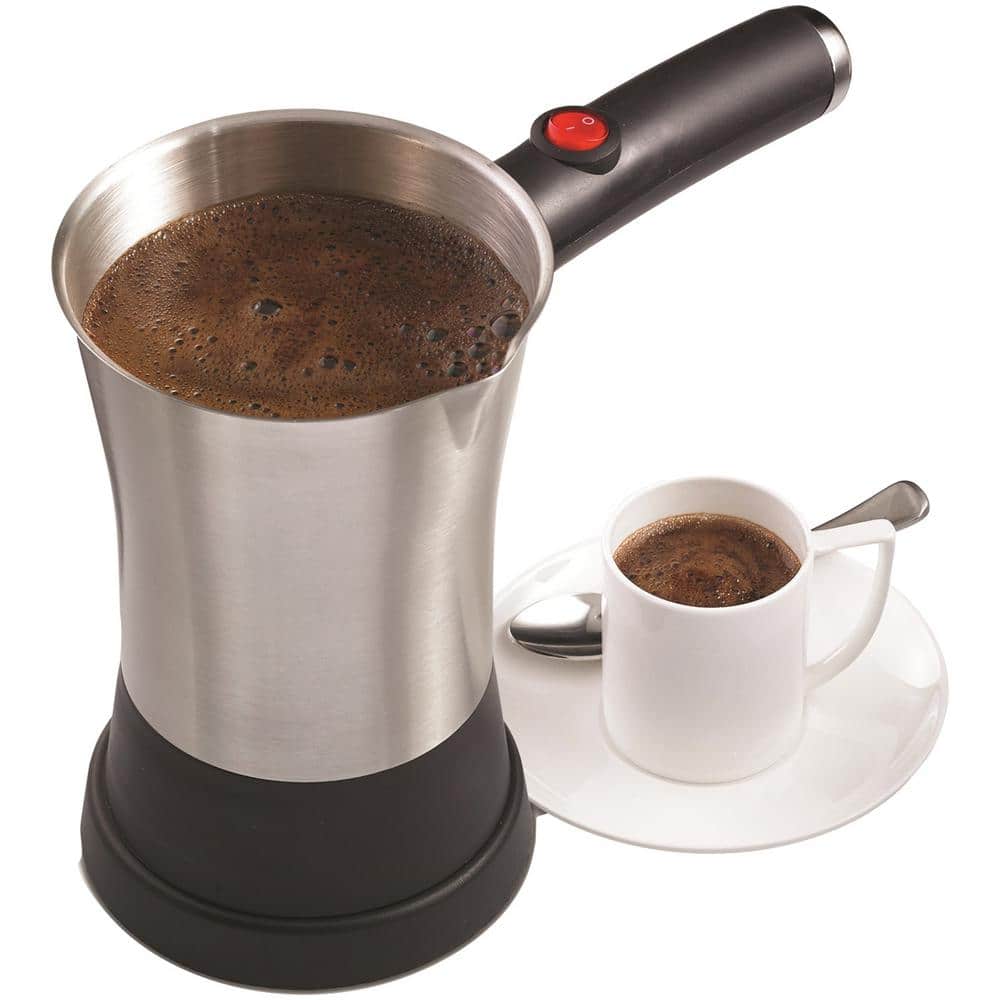 Brentwood 4-Cup Stainless Steel and Black Turkish Coffee Maker