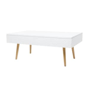19 In. White Wood Contemporary Coffee Table