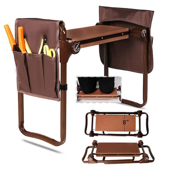 Unbranded Garden Kneeler and Seat Bench Garden Workseat Folding Gardening Bench Foam Kneeling Pad Detachable Tool, Borwn