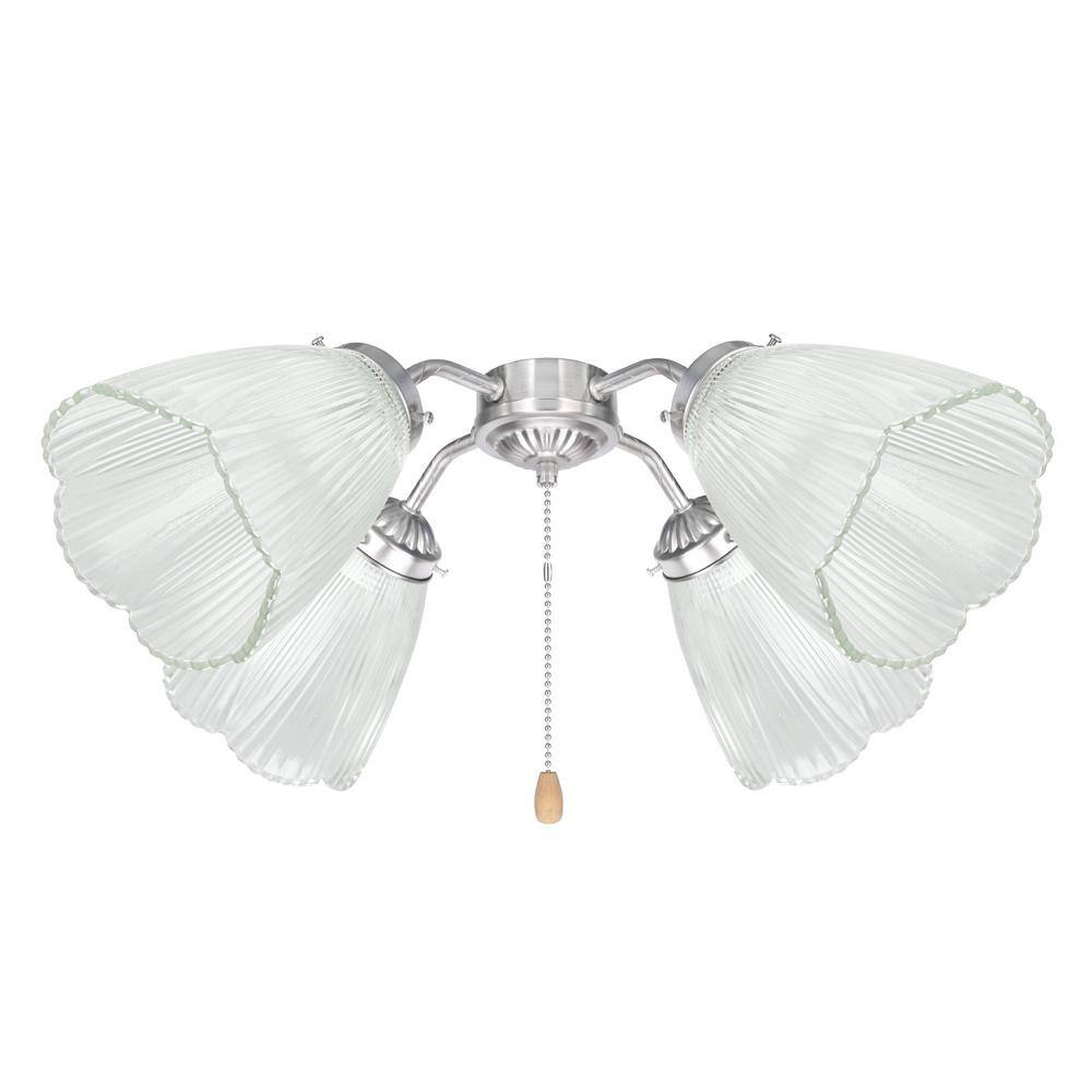 Clear Ribbed Glass Bell Chandelier Shade Set, 5-1/4" Height