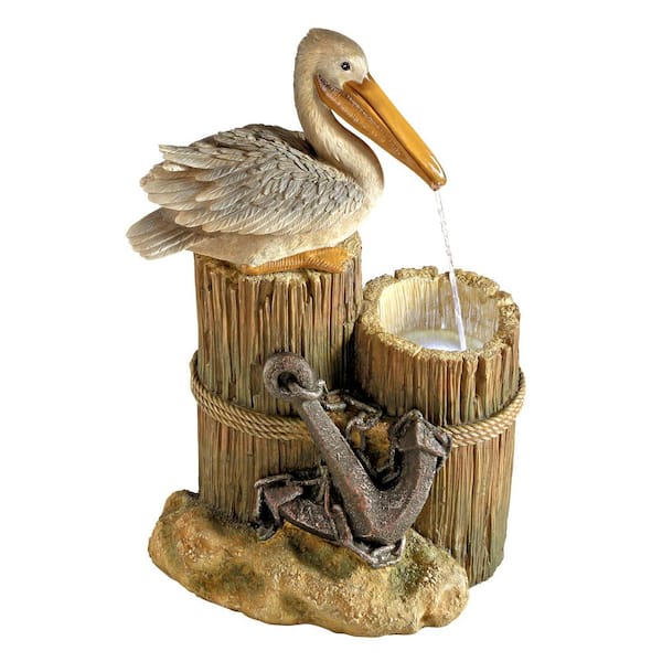 Design Toscano Pelican's Seashore Roost Stone Bonded Resin Sculptural Fountain