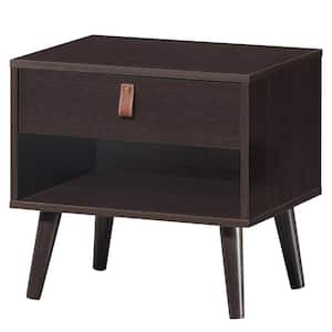 1-Drawer Brown Nightstand Sofa Side End Table Bedside Table 19 in. x 20 in. x 15.5 in.