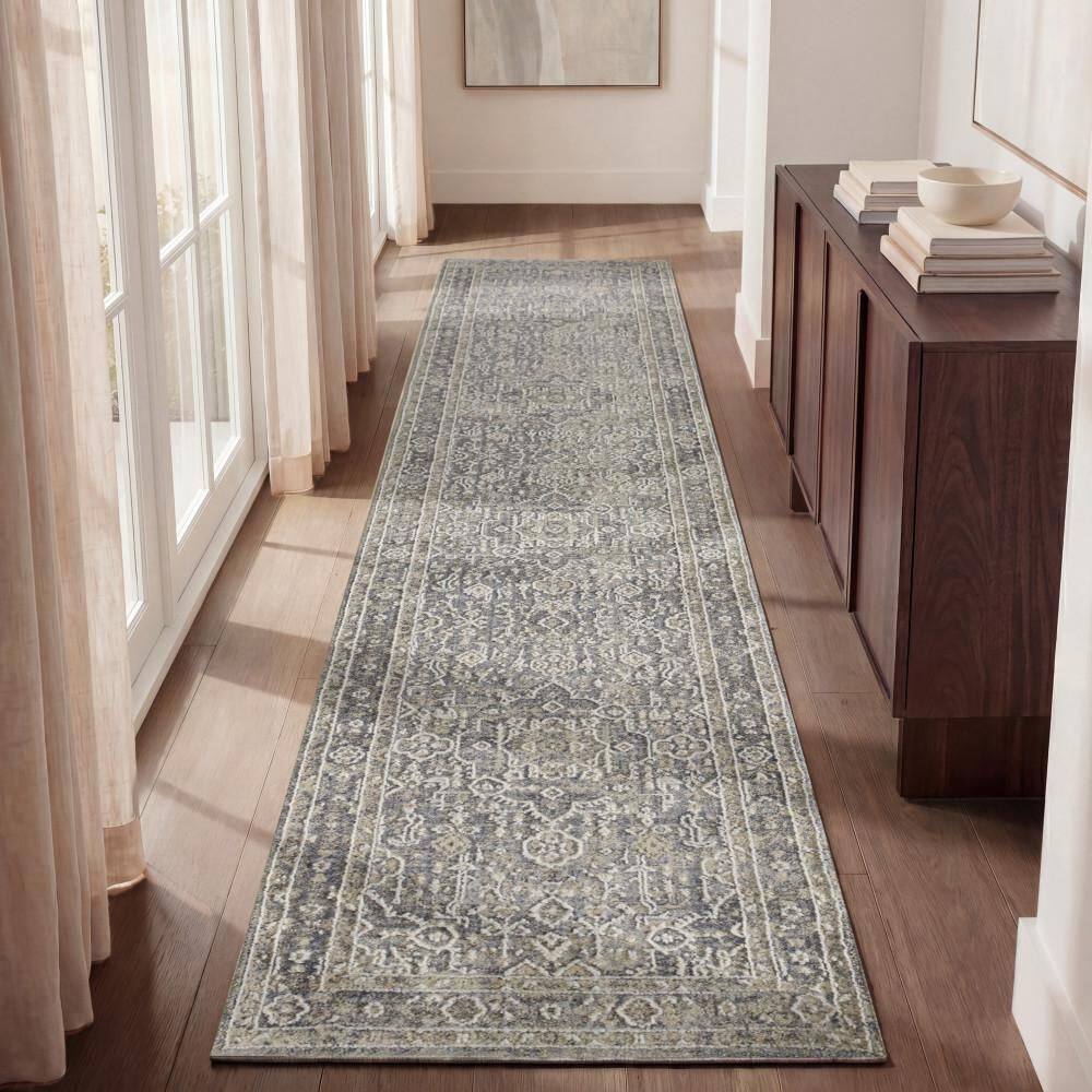 Harbor Blue 2 ft. x 12 ft. Floral Traditional Runner Area Rug price history on PriceWatchPro