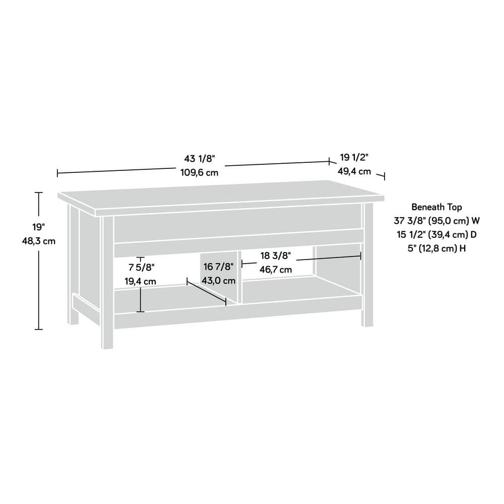 Mystic Oak Rectangular Lift-Top Coffee Table with Storage