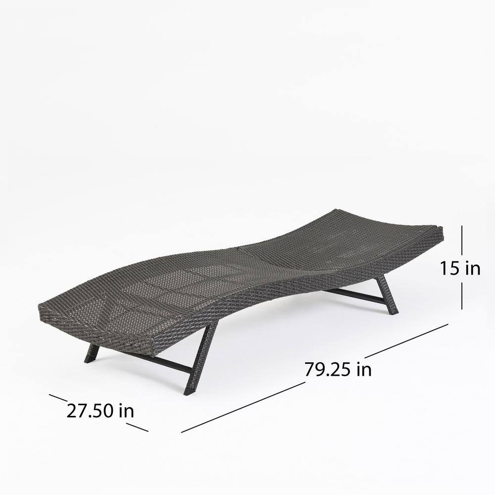 Gray Wicker Outdoor Adjustable Chaise Lounge with Iron Frame