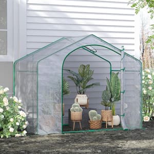 6 ft. x 3 ft. x 5 ft. Portable Walk-in DIY Greenhouse, PVC Cover, Steel Frame Garden Hot House, Zipper Door, Clear