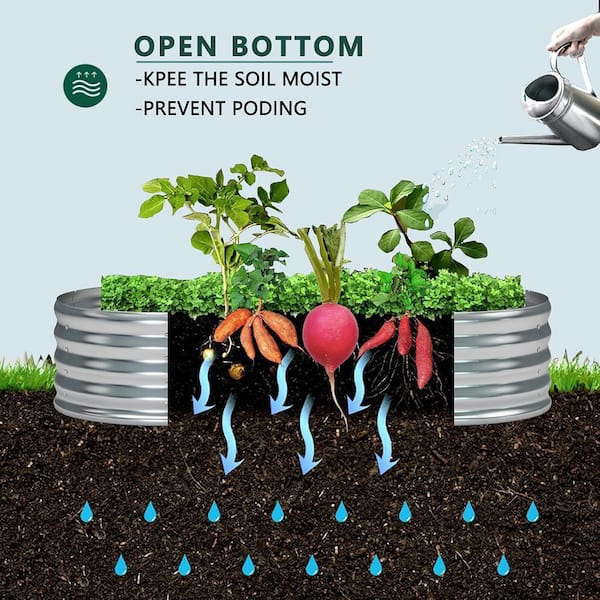 6x3x1 ft.Raised Planter Box Galvanized Steel Garden Bed Planter Box-Outdoor Oval Frame for Vegetables or Flowers
