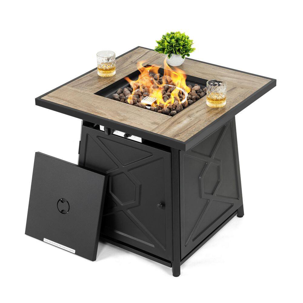 Nuu Garden 28 in. Square Metal Outdoor Propane Fire Pit Table with PVC
