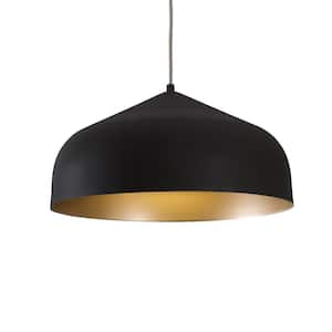 Helena 17 in. 1 Light 38-Watt Black/Gold Integrated LED Pendant Light