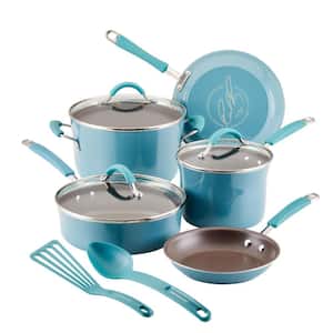Cucina 10-Piece Aluminum Nonstick Cookware Set in Agave Blue