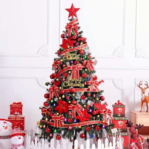 7 ft. Christmas Tree with Battery Operated Integrated LED Fairy String-Light and Christmas decorations