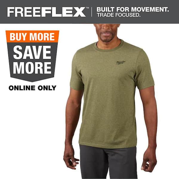 Men's Large Green Cotton/Polyester Short-Sleeve Hybrid Work T-Shirt