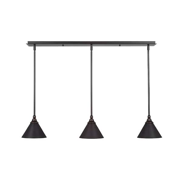 Unbranded Livingston 100-Watt 3 Light Dark Granite Linear Pendant Light with 7 in. Dark Granite Metal Shade No Bulbs Included