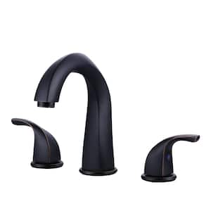 8 in. Widespread Double Handle Bathroom Faucet for 3 Holes with Pop-up Drain and Supply Lines in Brass Oil Rubbed Bronze