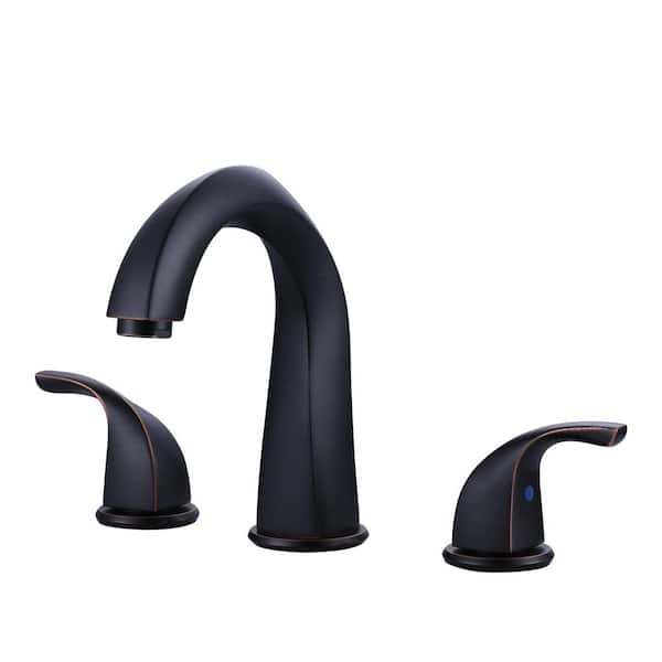 IVIGA 8 in. Widespread Double Handle Bathroom Faucet for 3 Holes with Pop-up Drain and Supply Lines in Brass Oil Rubbed Bronze