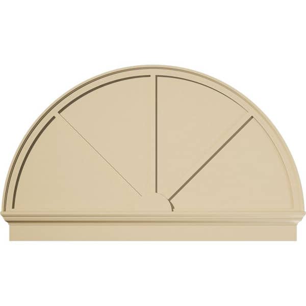 Ekena Millwork 58 in. W x 35-3/4 in. H x 2-3/4 in. P Half Round 3 Spoke Signature Urethane Combination Pediment, Primed Tan