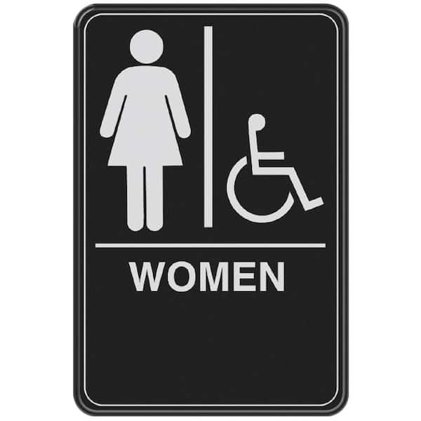 Everbilt 6 in. x 9 in. Women with Handicap Accessible Symbol Acrylic Restroom Sign with Braille