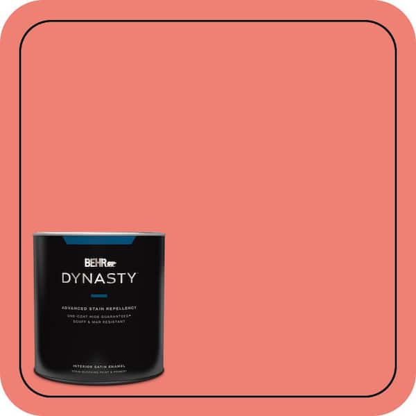 BEHR DYNASTY 1 qt. #170B-5 Youthful Coral Satin Enamel Interior Stain-Blocking Paint and Primer