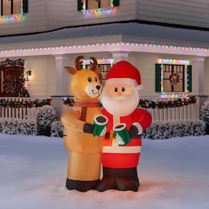 8 ft. Giant-Sized Animated LED Santa and Reindeer Christmas Airblown® Inflatable