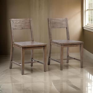 Brown Pine Wood Dining Chair with Armless Open Style (Set of 2)