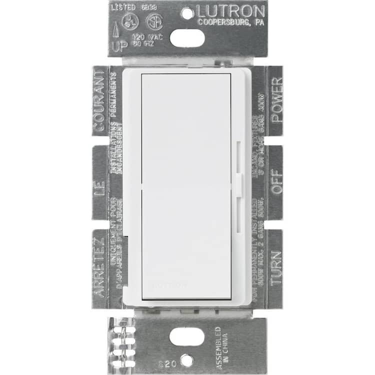 Lutron Diva 3-Speed Rocker Fan Control, Single-Pole, 1.5 Amp, White (DVFSQ-F-WH)