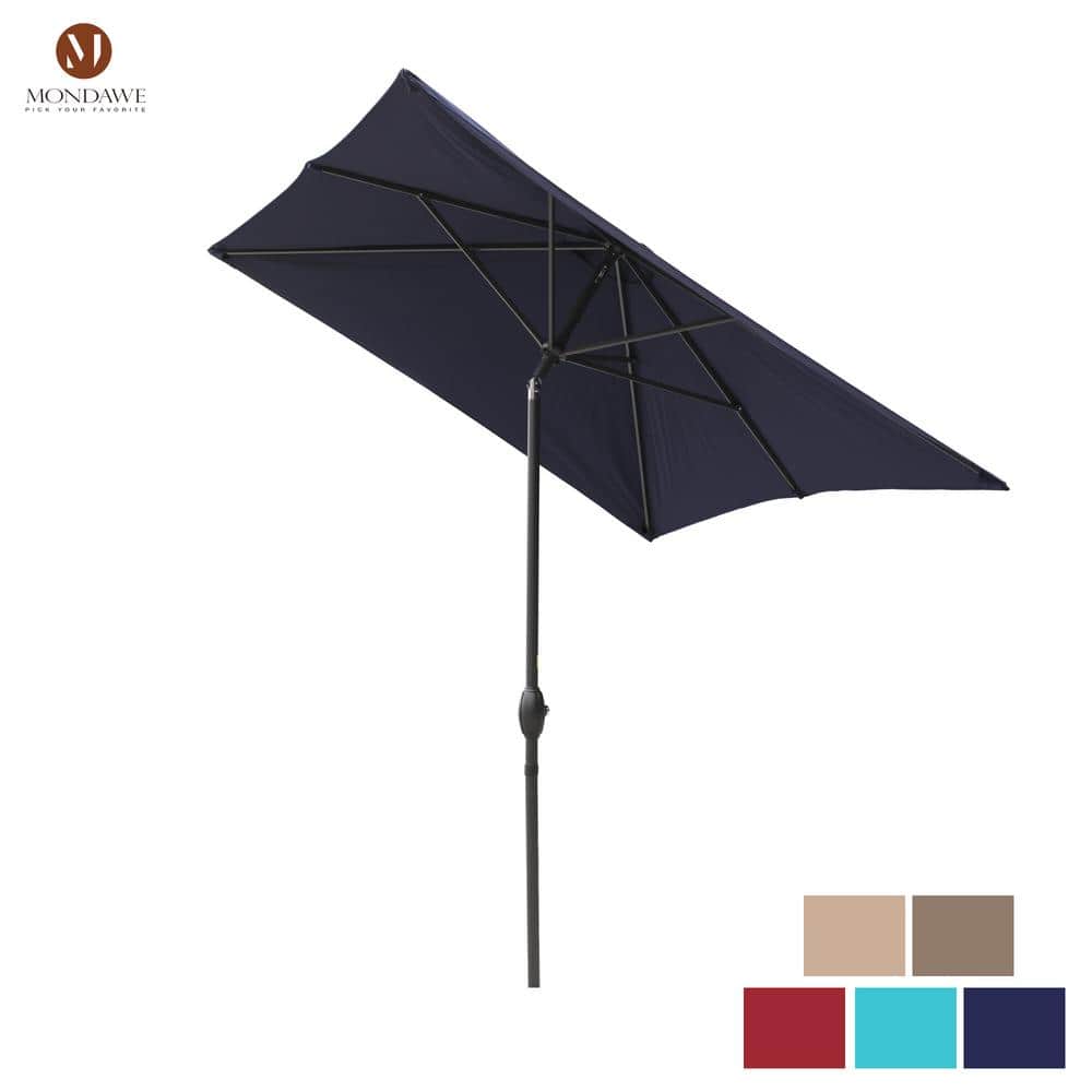 10ft Navy Blue Rectangular Aluminum Market Patio Umbrella