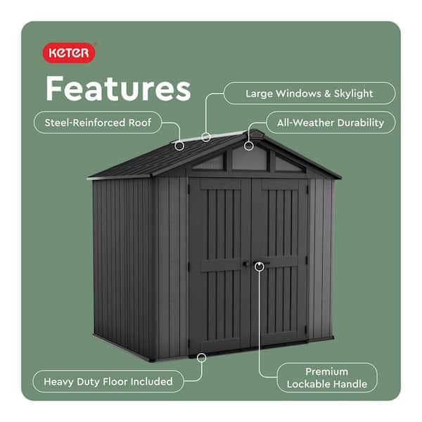 Keter Stronghold 2.0 8 ft. W x 6 ft. D Durable Resin Plastic