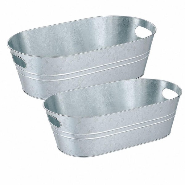 Farmhouse Series 12 qt. Silver Metal Ice Bucket with Carry Handles and Leak-Proof Design