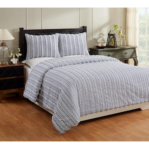 Angelique Comforter 3-Piece Navy King 100% Tufted Unique Luxurious Soft Plush Chenille Comforter Set