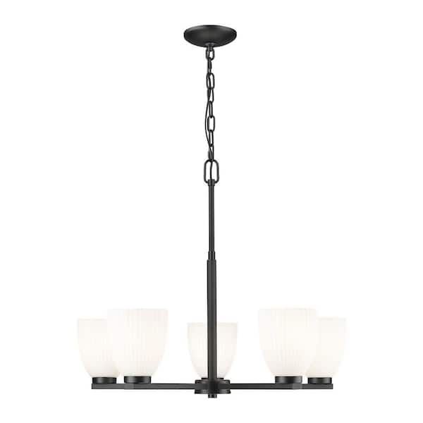 Naya 5 light Matte Black Chandelier for Indoor Use with No Bulbs Included