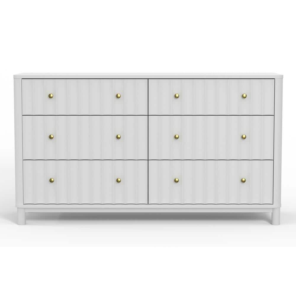 Alpine Furniture Stapleton 6 Drawer Dresser, White 209003 The Home Depot