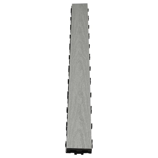 UltraShield Naturale 3 in. x 3 ft. Quick Composite Single Slat Deck Tile in Icelandic Smoke White (4-Pieces Per Box)