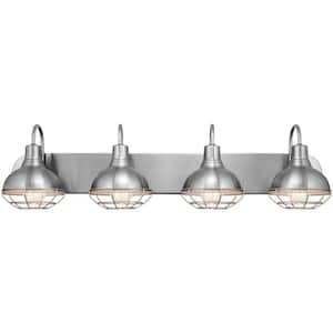 Liberty 36 in. 4-Lights Brushed Nickel Industrial Bathroom Vanity Light