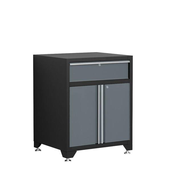 NewAge Products Pro Series 35 in. H x 28 in. W x 24 in. D 1 Drawer 18-Gauge Welded Steel Garage Base Cabinet with 2-Doors in Gray