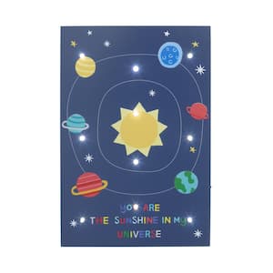 Navy, Orange, Yellow, Blue Solar System in You are the Sunshine in my Universe in Lighted Wall Decor