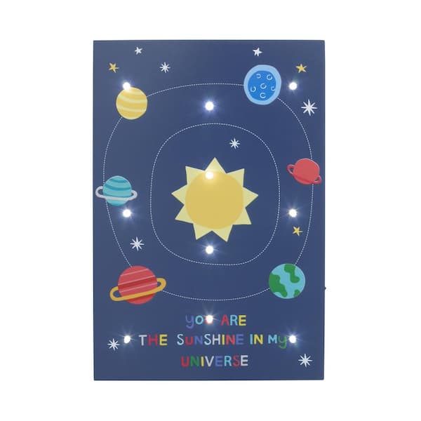 LITTLE LOVE BY NOJO Navy, Orange, Yellow, Blue Solar System in You are the Sunshine in my Universe in Lighted Wall Decor