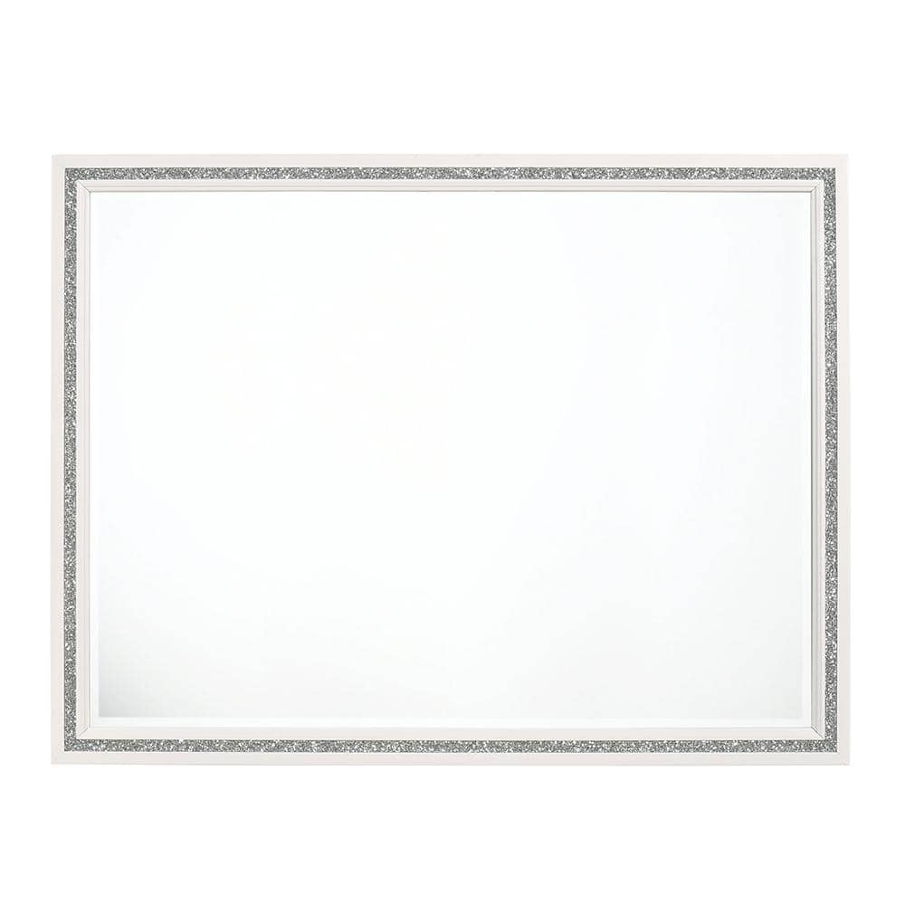 Acme Furniture Haiden 35 in. x 1 in. Glam Square Framed White Finish Decorative Mirror